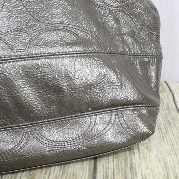 COACH Signature Patent Leather Tote Shoulder Bag - Picture 10 of 12